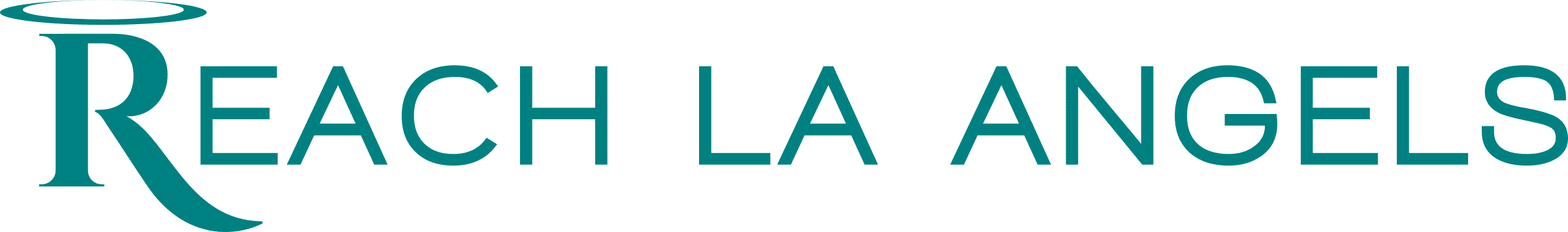 Teal "Reach LA Angels" logo on black background