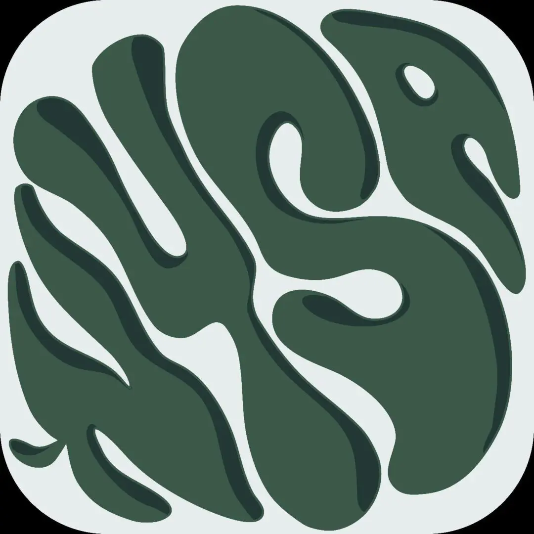 Abstract dark green organic shapes on light background