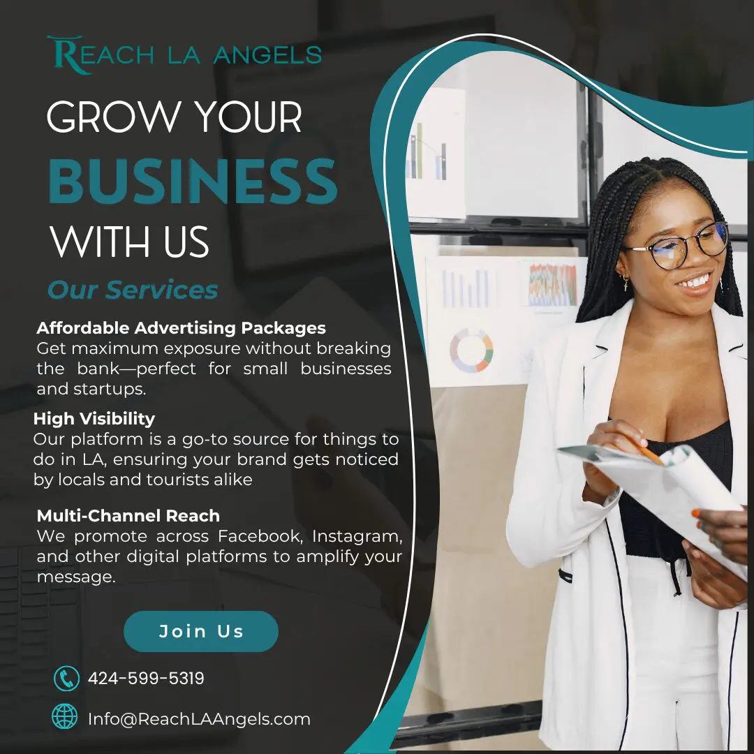 Smiling businesswoman with "Grow Your Business" poster