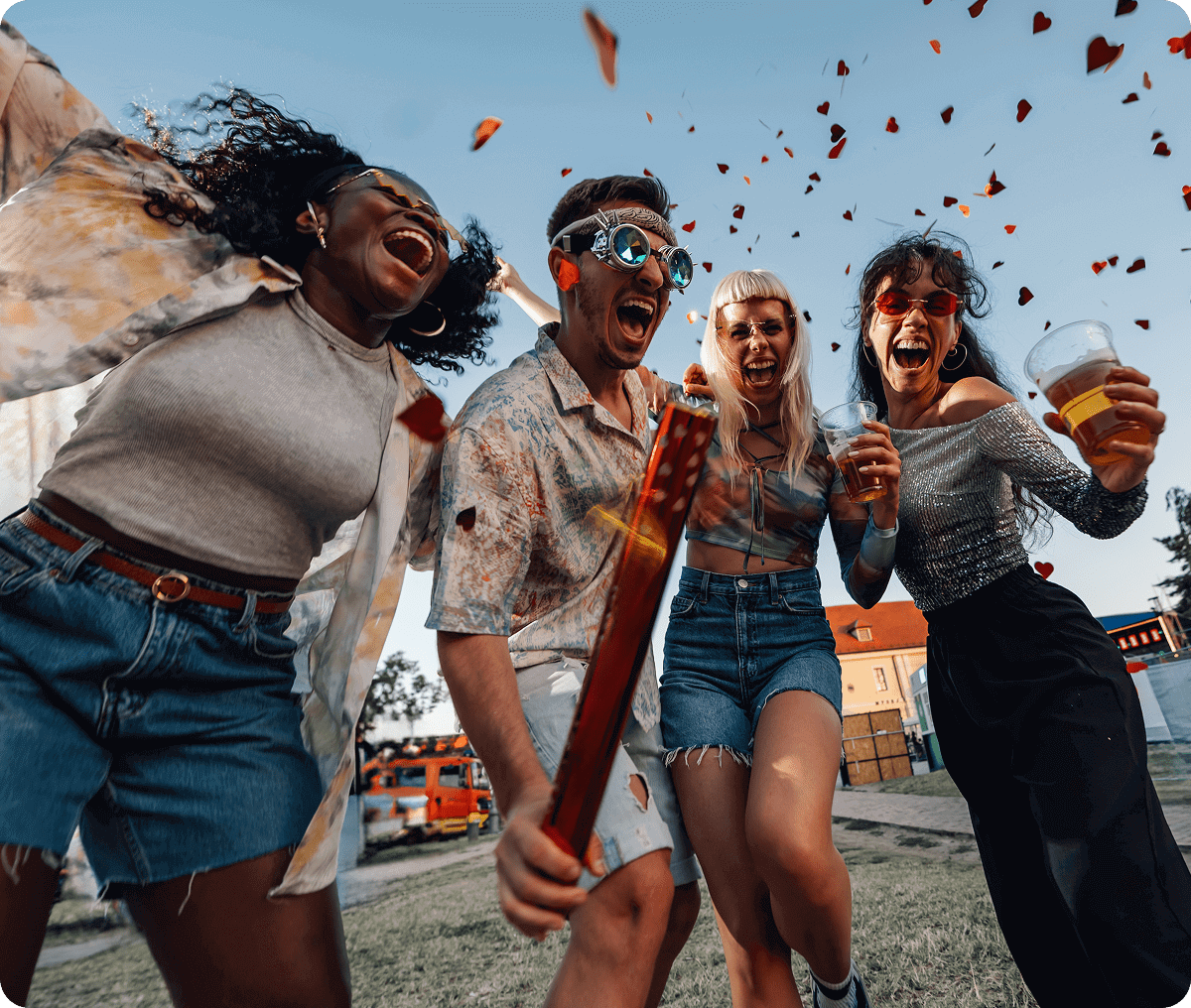 Friends enjoying party with drinks