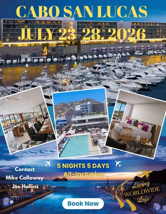 Cabo San Lucas marina resort advertisement July 2026