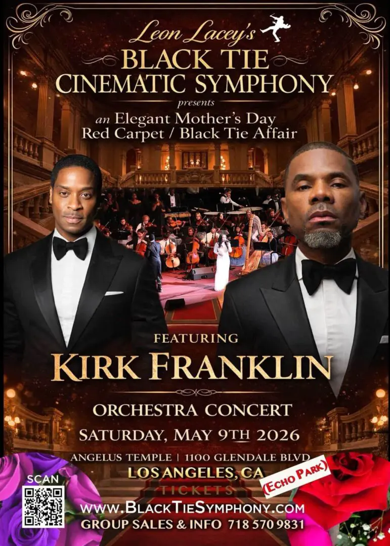 Black-tie concert poster featuring orchestra