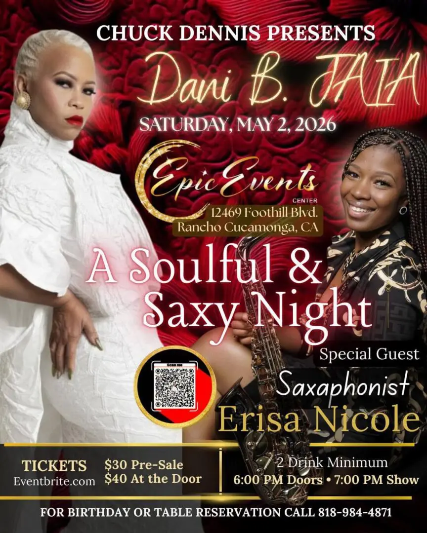 Soulful saxophone night event poster with performers
