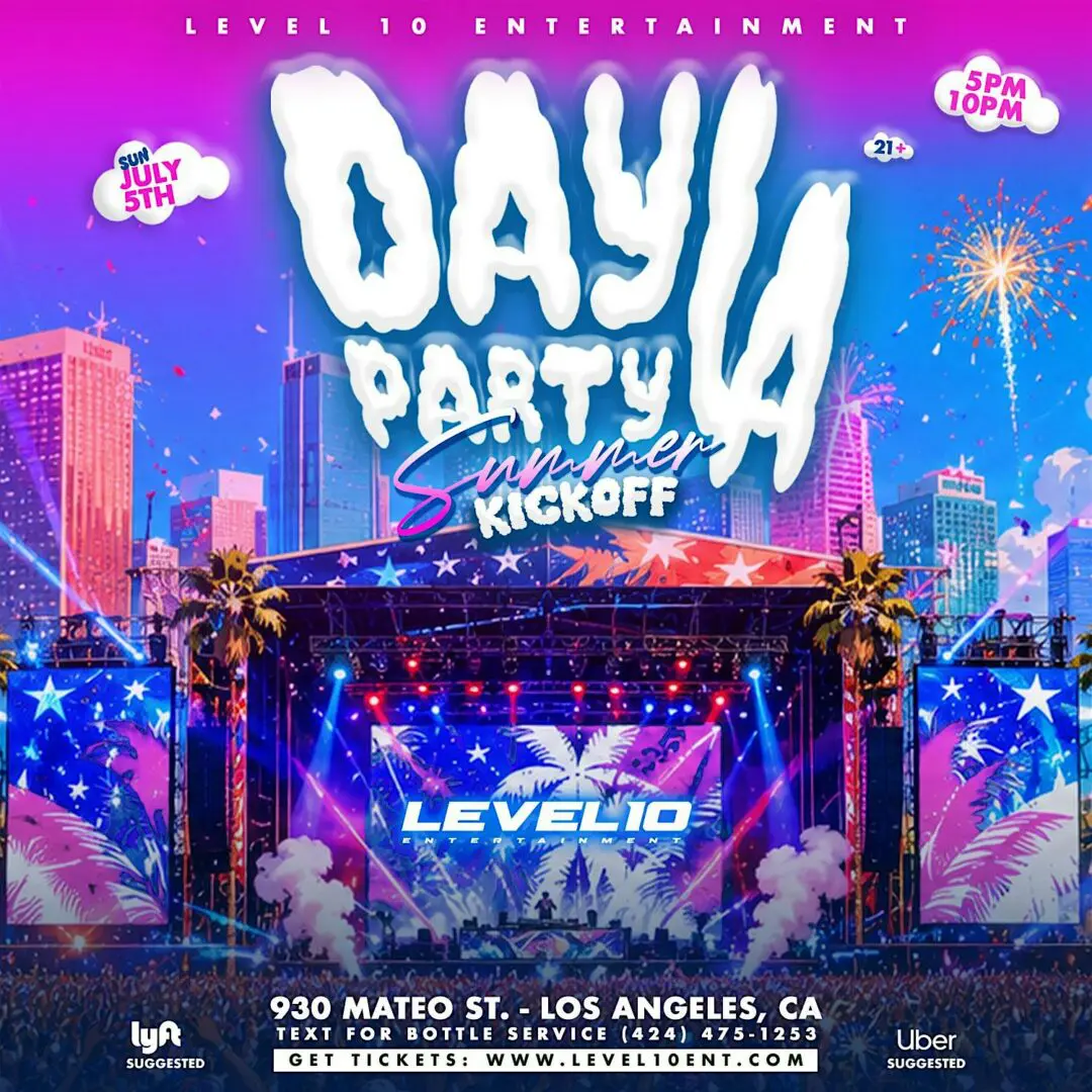 Colorful summer kickoff concert poster with stage