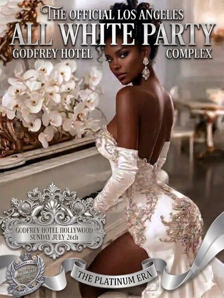 A black lady in white lace dress