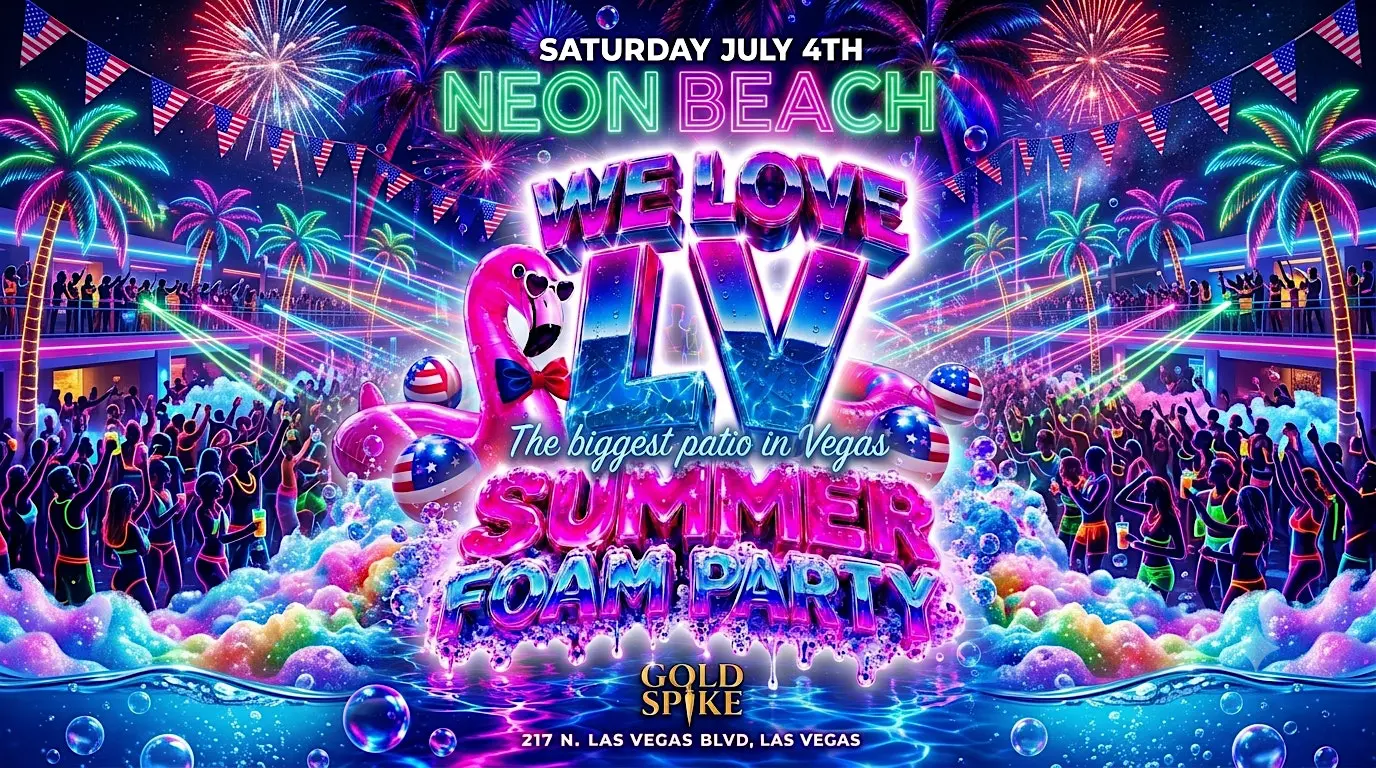 Neon beach Fourth of July foam party