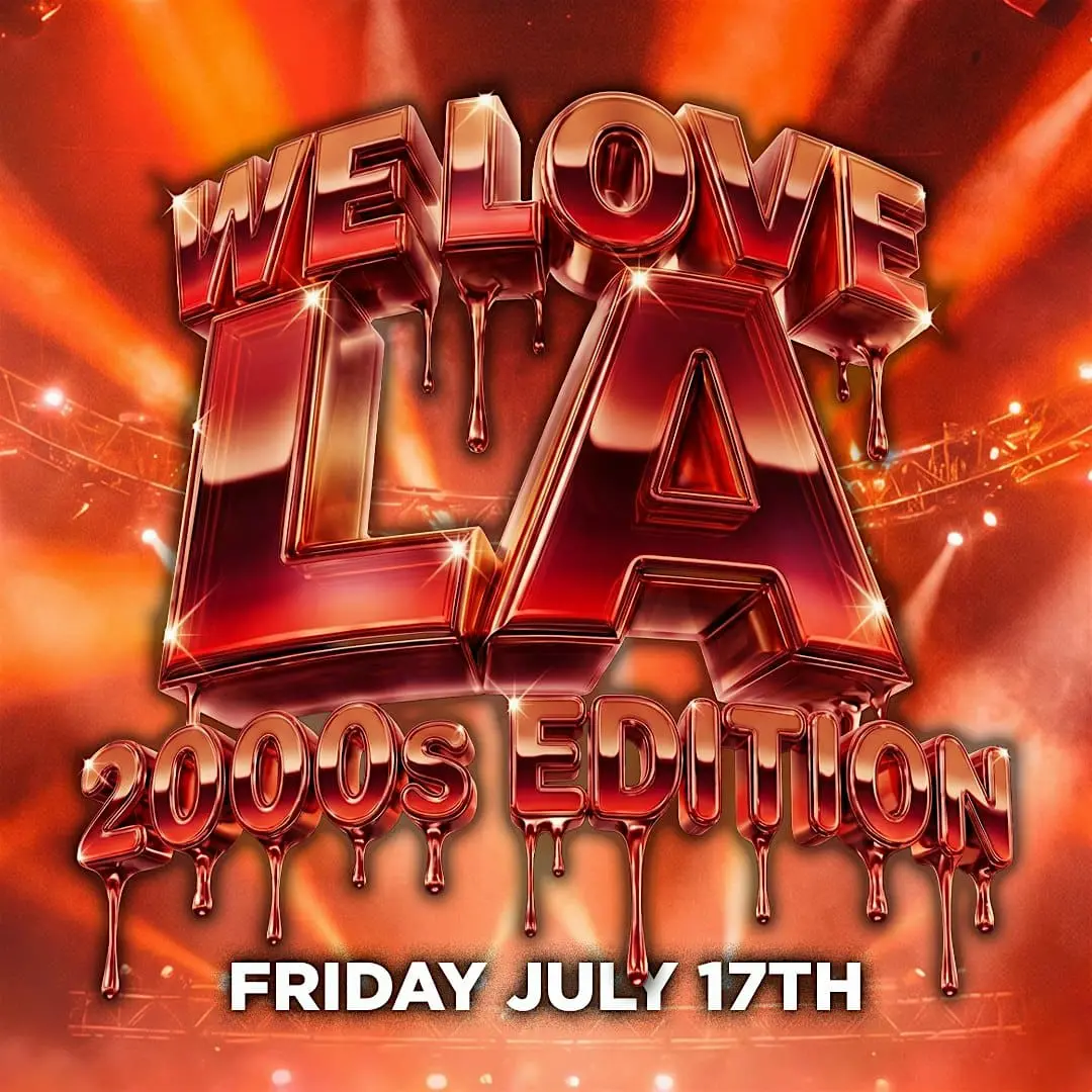 Red metallic We Love LA 2000s poster